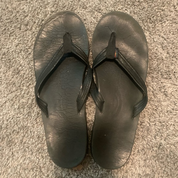 Black Rainbow Leather Sandals - Picture 2 of 5